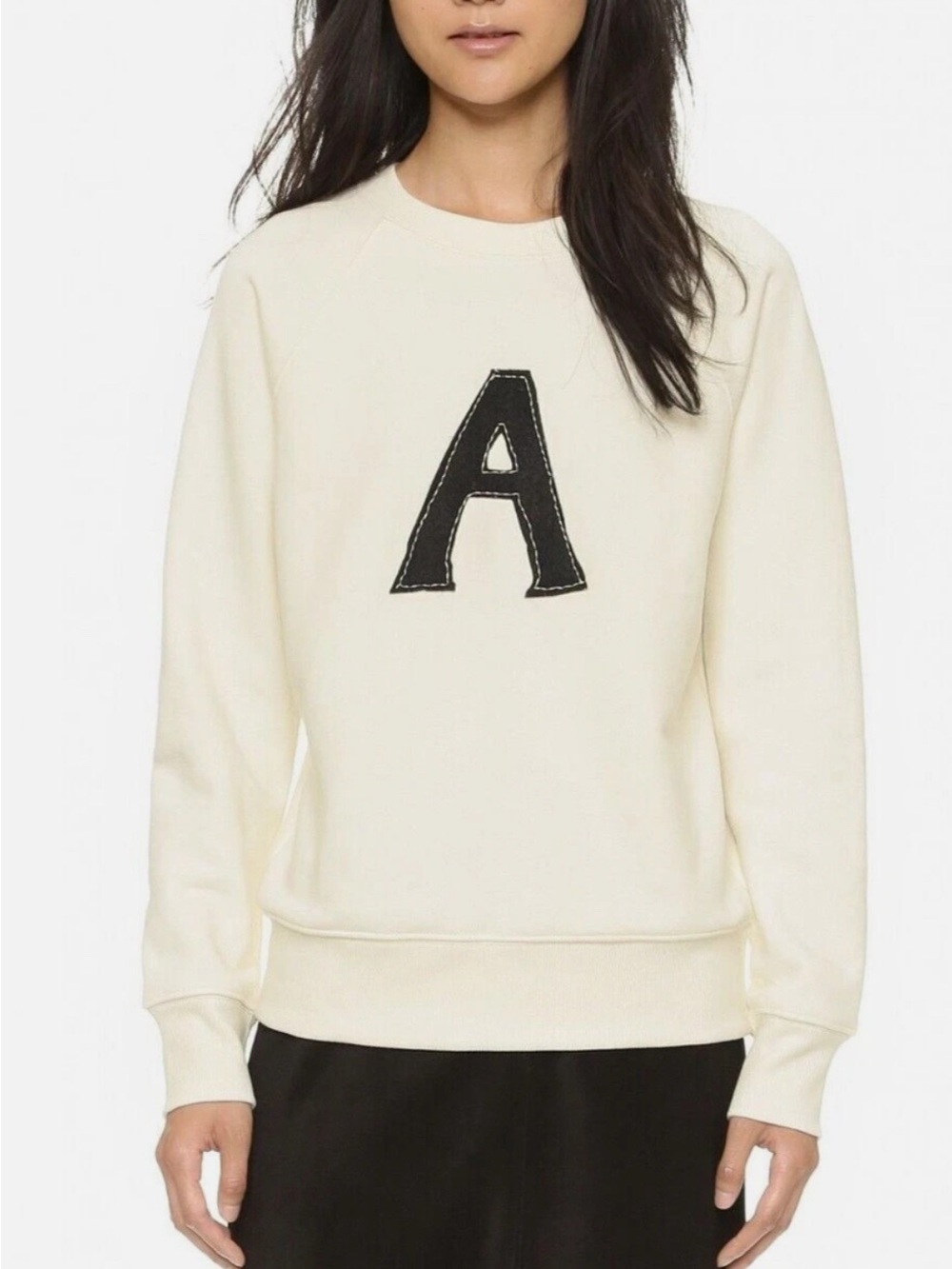 Alexa Chung for AG - Cream Letter 'A' Crewneck Sweatshirt - size M